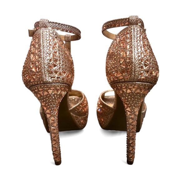 Thalia Sodi Women's Rhinestones Platform Heels Rose Gold 8.5 Party Fairy Glam - Picture 7 of 12